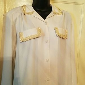 Beautiful Beaded Pearl Blouse, off White, Beautic